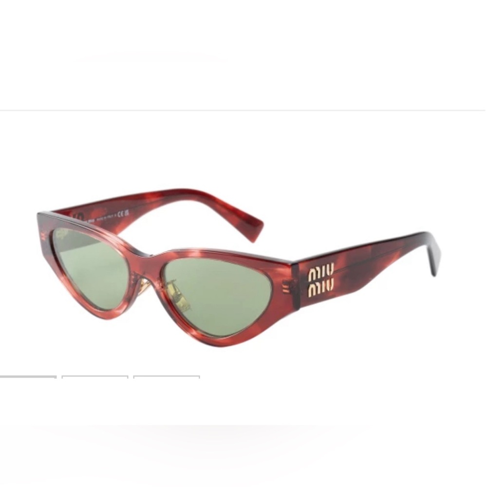 Miu Miu MU O3ZS Burgundy with Green lenses Cat-Eye Sunglasses